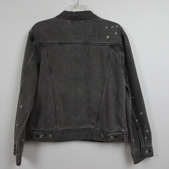 Levi's Denim Jacket Women's Size S Gray Jean Jacket Button Front Paint Splatter - Picture 4 of 9